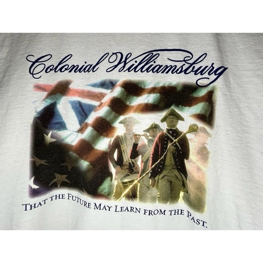 Vintage 90's Y2K Colonial Williamsburg War Soldiers Graphic T-Shirt Sz Mens XL